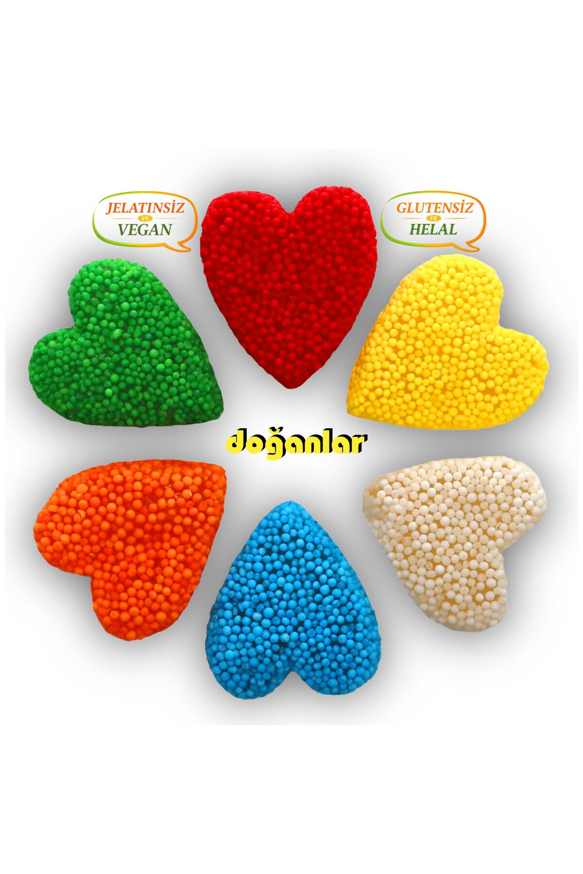 Kaskaslı KALP Jöle ŞEKERLEME JELATİNSİZ -DOĞAL-HELAL-VEGAN -GLUTENSİZ 1000 gr.