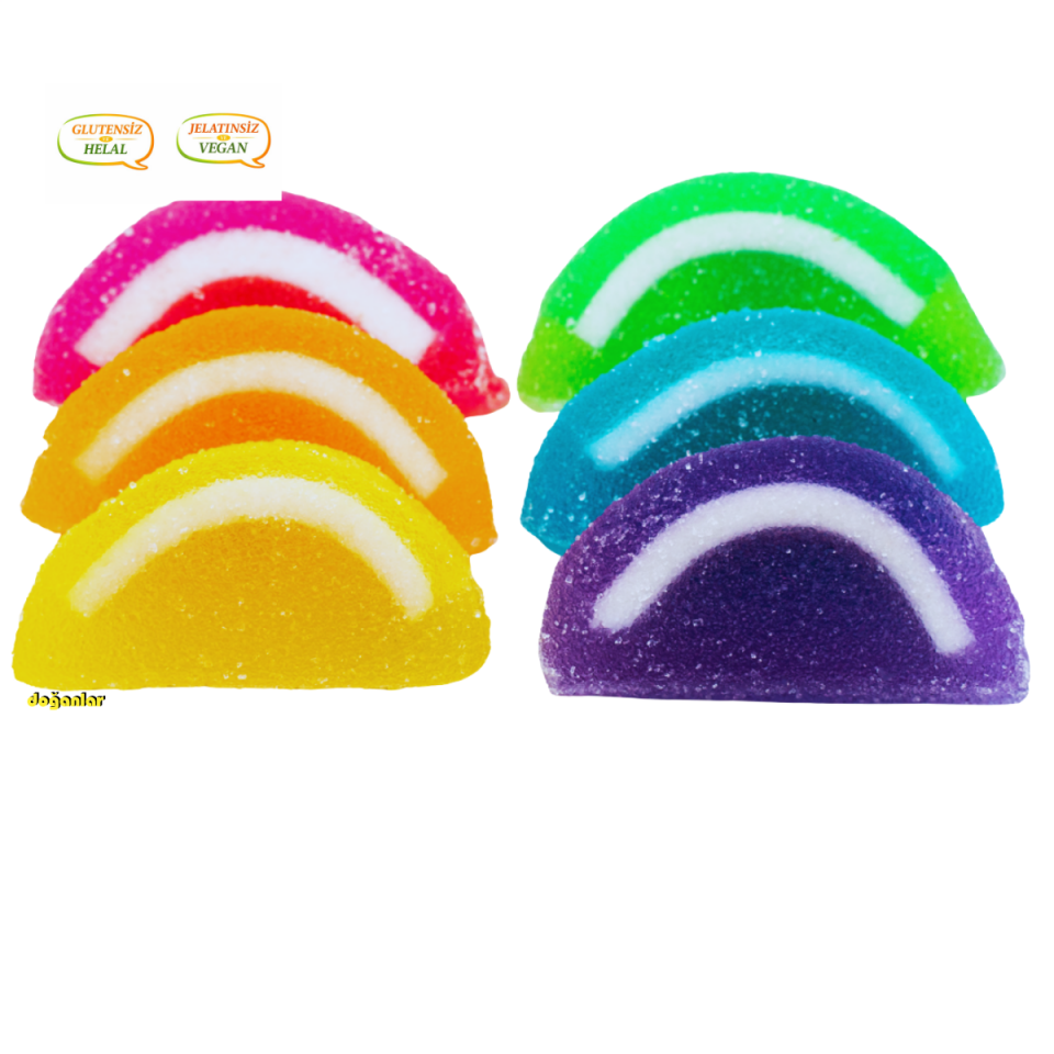 RENKLİ DİLİM JÖLE ŞEKERLEME JELATİNSİZ -DOĞAL-HELAL-VEGAN -GLUTENSİZ 1000 gr.