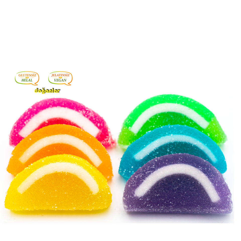 RENKLİ DİLİM JÖLE ŞEKERLEME JELATİNSİZ -DOĞAL-HELAL-VEGAN -GLUTENSİZ 1000 gr.