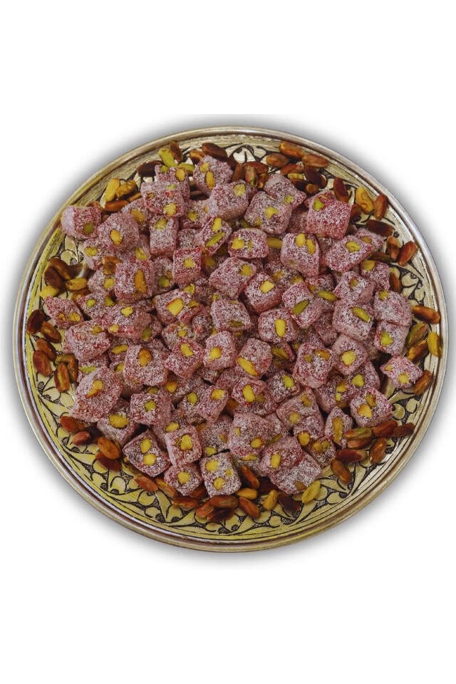 narlı antep fıstıklı çifte kavrulmuş lokum helal-vegan-glütensiz-jelatinsiz 400 gr.