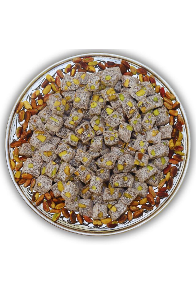 hindistan cevizli ANTEP FISTIKLI çifte kavrulmuş lokum helal-vegan-glütensiz-jelatinsiz 1000GR