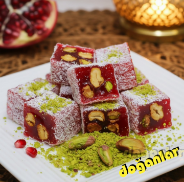 1 KG. NARLI ANTEP FISTIKLI ÇİFTE KAVRULMUŞ LOKUM