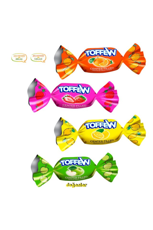 TOFFEW MEYVE AROMALI DOLGULU YUMUŞAK ŞEKER  1 KG .