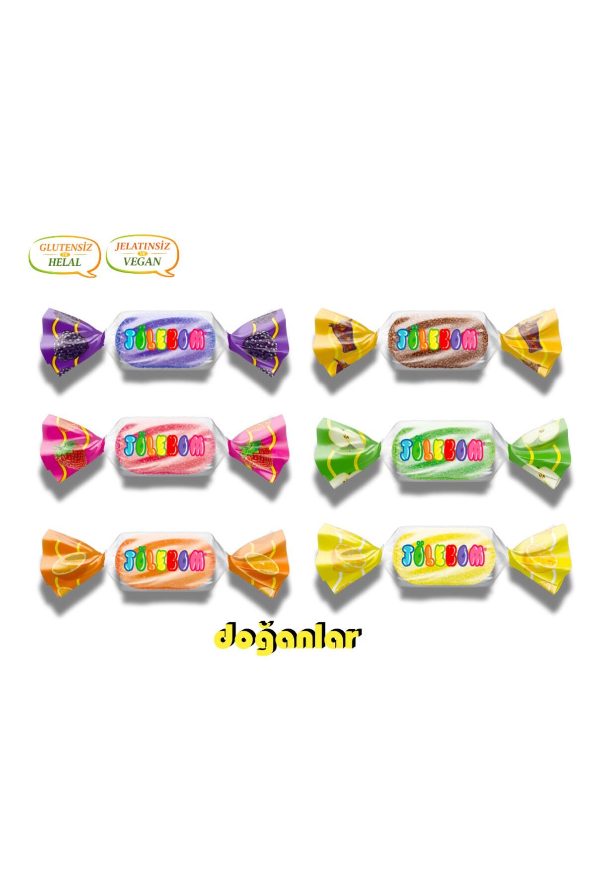 JÖLE ŞEKER ( JOLEBOM) KARIŞIK 1 KG. JELATİNSİZ -GULUTENSİZ-VEGAL-HELAL