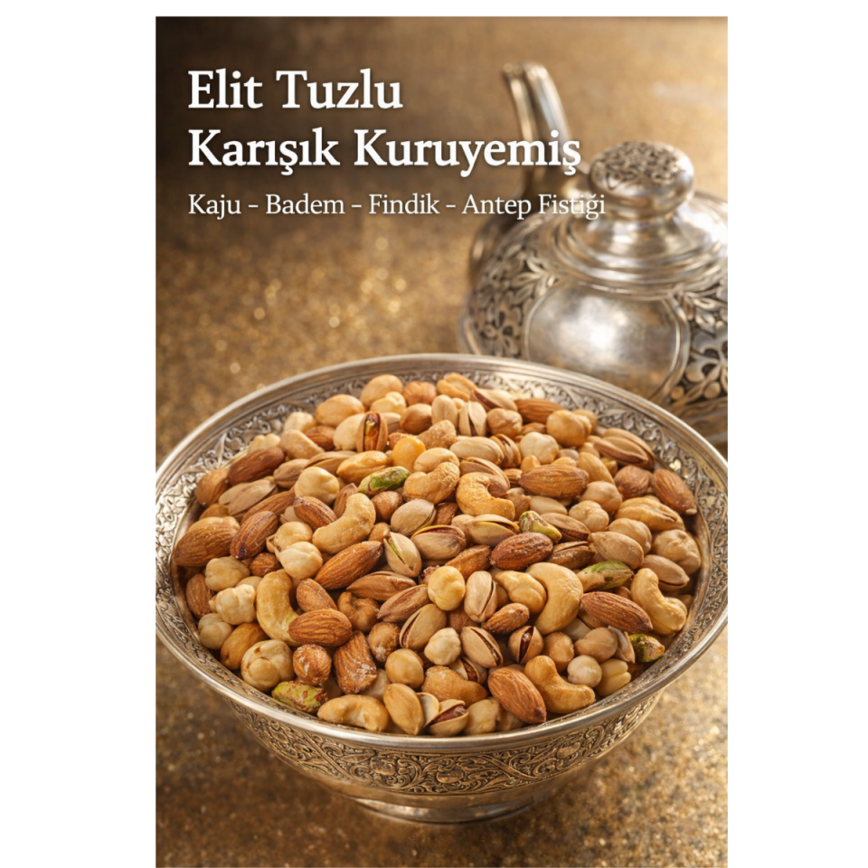 ELİT KARIŞIK KURUYEMİŞ ( KAJU-BADEM-FINDIK-ANTEP FISTIĞI) 1 KG .